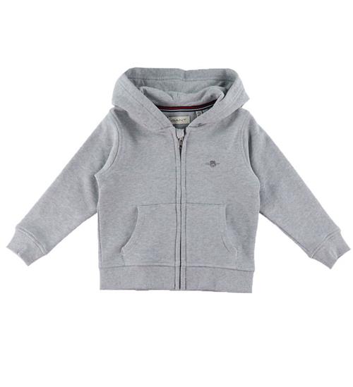 GANT Cardigan - Shield Zip - Light Grey Melange