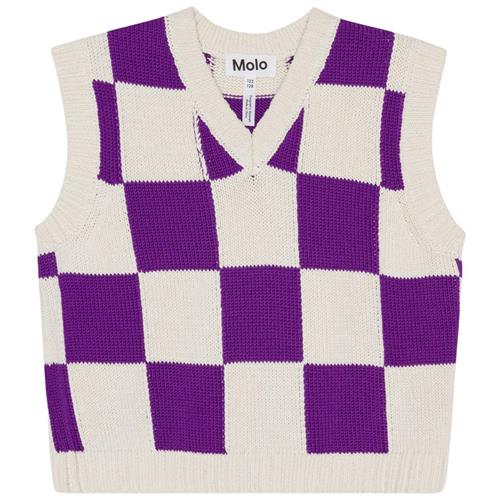 Molo Gitta Strikket Vest Purple Shell Check | Lilla | 92/98 cm