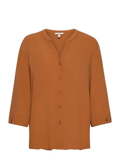 Se Esprit Casual Wide Blouse With 3/4-Length Sleeves Esprit Casual Brown ved Booztlet