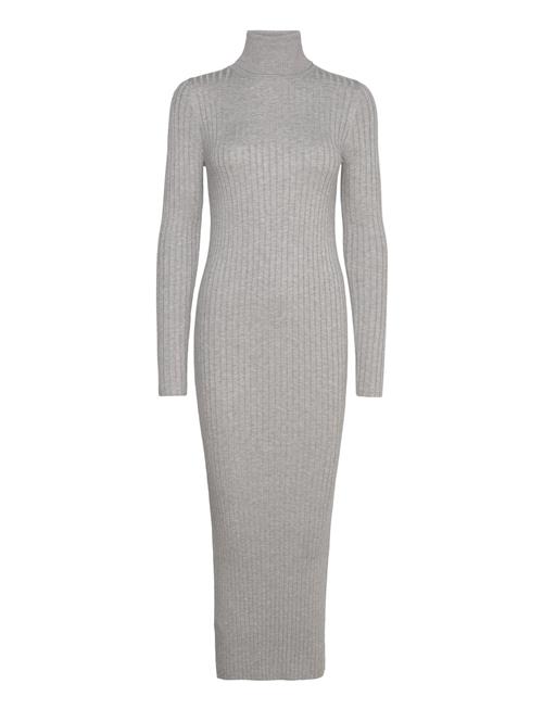 Mango Turtleneck Ribbed Midi-Dress Mango Grey