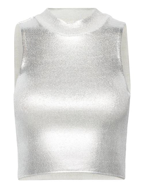 Mango Metallic Knit Top Mango Silver