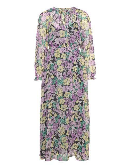 Mango Textured Floral-Pattern Dress Mango Purple