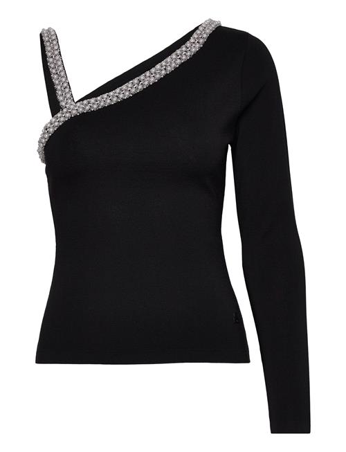 Se Karl Lagerfeld Shoulder Detail Knit Top Karl Lagerfeld Black ved Booztlet