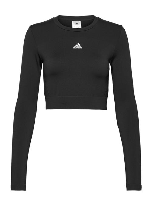 Adidas Aeroknit Seamless Fitted Cropped Long-Sleeve Top Adidas Performance Black