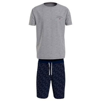 Se Tommy Hilfiger SS Woven Drawstring PJ Set Marineblå/Grå bomuld Medium Herre ved Timarco