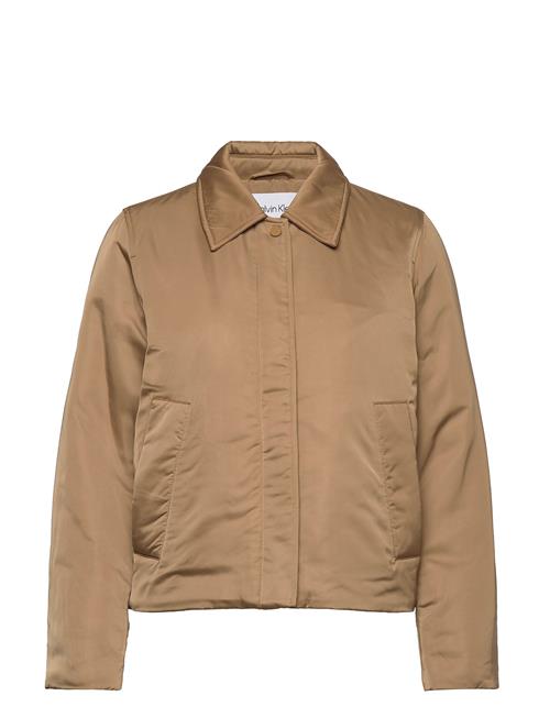 Calvin Klein Minimal Padded Satin Jacket Calvin Klein Brown