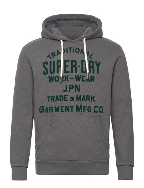 Workwear Flock Graphic Hoodie Superdry Grey