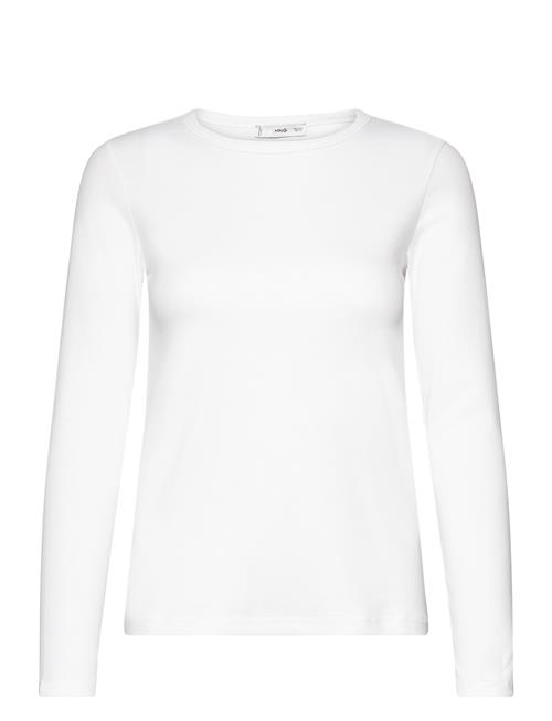 Mango Long Sleeve Cotton T-Shirt Mango White