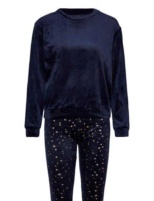 Se Hunkemöller Pj Set Velours Stardust Hunkemöller Navy ved Booztlet