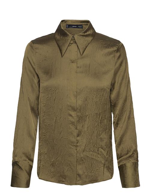 Mango Satin Textured Shirt Mango Green