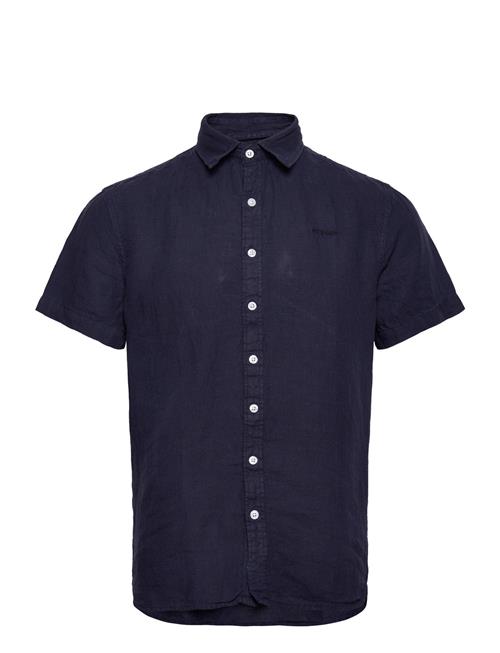 Linen Shirt Short Sleeve Sebago Navy