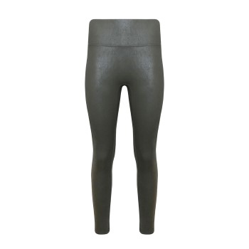 Magic Leather Look Legging Mørkgrøn  Small Dame