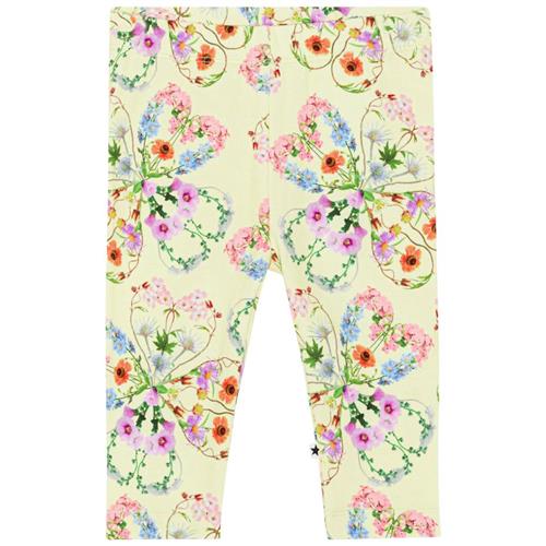 Se Molo GOTS Stefanie Leggings Flower Love | Gul | 86 cm ved Babyshop