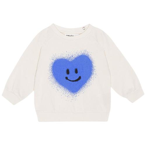 Molo GOTS Disc Sweatshirt Blue Heart | Hvid | 68 cm