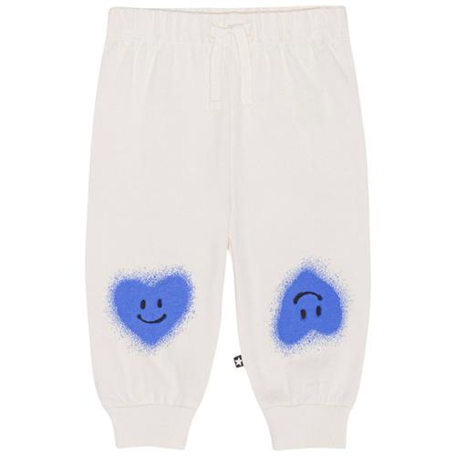 Se Molo GOTS Simeon Joggingbukser Blue Heart | Hvid | 68 cm ved Babyshop