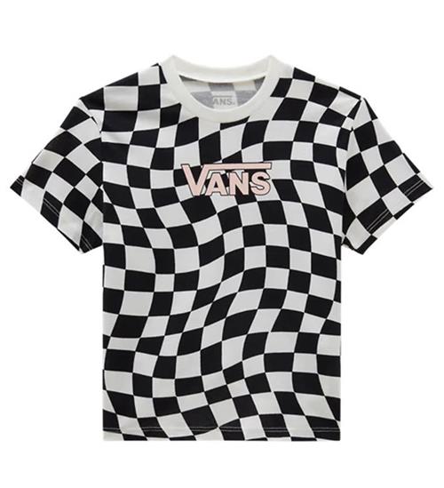 Se Vans T-shirt - Warped 66 Check Crew - Black/Marshmallow ved KidsWorld