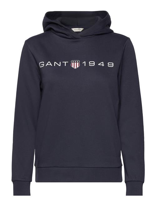 Se GANT Reg Printed Graphic Hoodie GANT Blue ved Booztlet