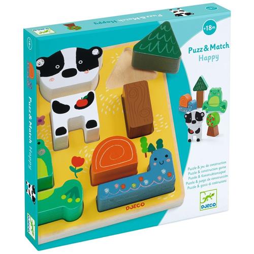 Se Djeco Puzz & Match Happy Puslespil | Gul | 0-2 ved Babyshop