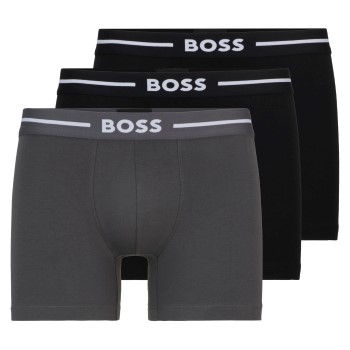 BOSS 3P Boxer Bold Brief Sort/Grå bomuld Large Herre