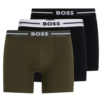 BOSS 3P Boxer Bold Brief Sort/Grøn bomuld Small Herre