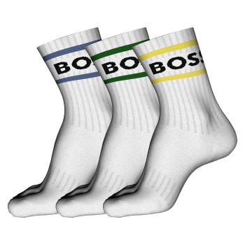 BOSS Strømper 3P Rib Stripe CC Sock Hvid Str 39/42 Herre