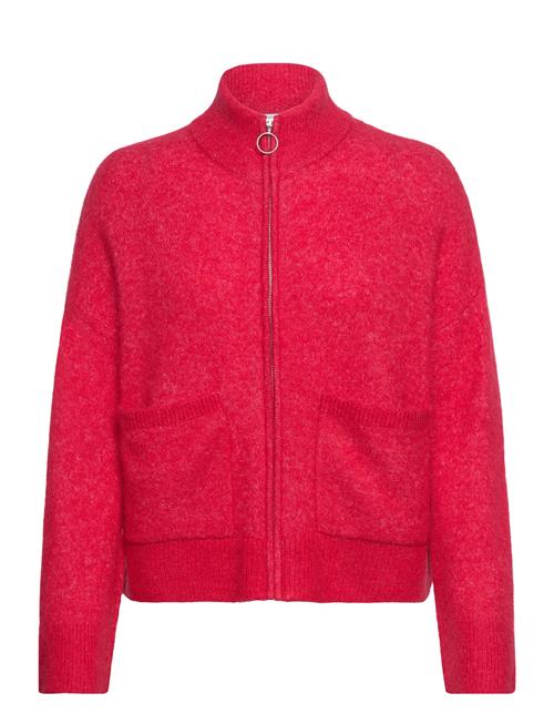 Selected Femme Slfsia Ras Ls Knit Zipper Cardigan Noos Selected Femme Red