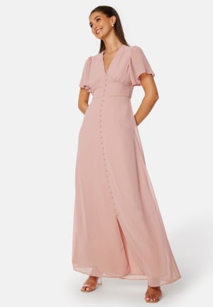 Bubbleroom Occasion Butterfly Sleeve Button Gown Dusty pink 34