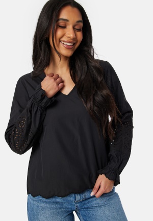 Pieces Pcjabby LS V-Neck top Black M