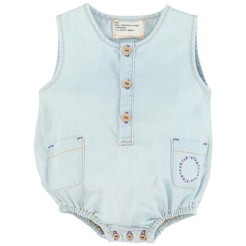 Se Piupiuchick Romper I Denim Lyseblå | Blå | 6 months ved Babyshop