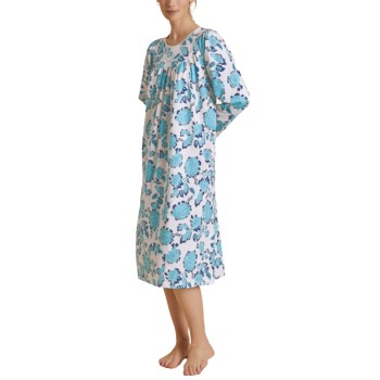 Se Calida Soft Cotton Nightshirt 33000 Hvid/Blå bomuld X-Small Dame ved Timarco