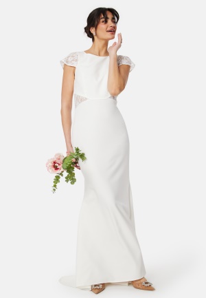 Se YAS Christina Maxi Train Dress Star White M ved Bubbleroom