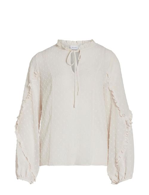 Vila Vigarnea L/S Flounce Top/Su Vila Beige