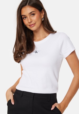 Se Calvin Klein Jeans Wowen Label Rib Slim Tee YAF Bright White S ved Bubbleroom