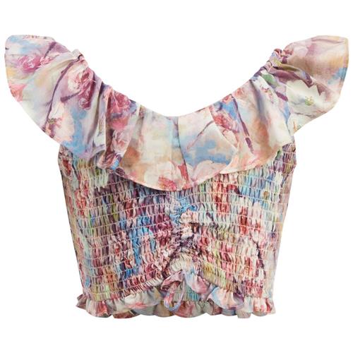 Bardot Junior Ayala Shirred Croptop Azure Floral | Lyserød | 6 years