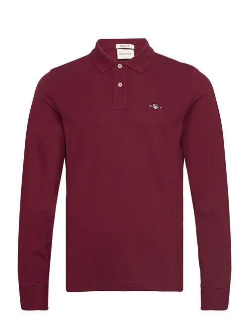 Se GANT Reg Shield Ls Pique Polo GANT Burgundy ved Booztlet