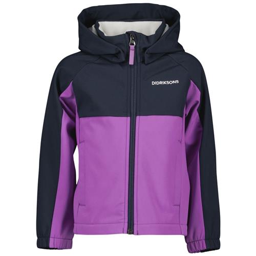 Se Didriksons Troel Kids Softshell Jakke Tulip Purple | Lilla | 110 cm ved Babyshop