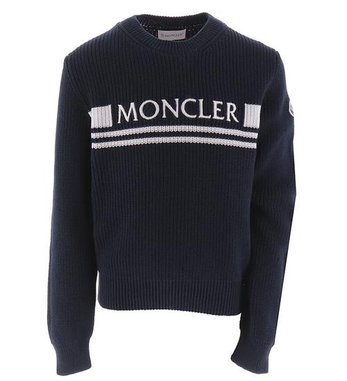 Moncler Moncler Bluse - Strik - Bright Blue m. Hvid