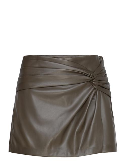 Leather-Effect Culottes Mango Khaki