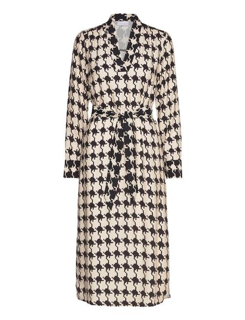 Coster Copenhagen Long Dress In Houndstooth Print Coster Copenhagen Cream