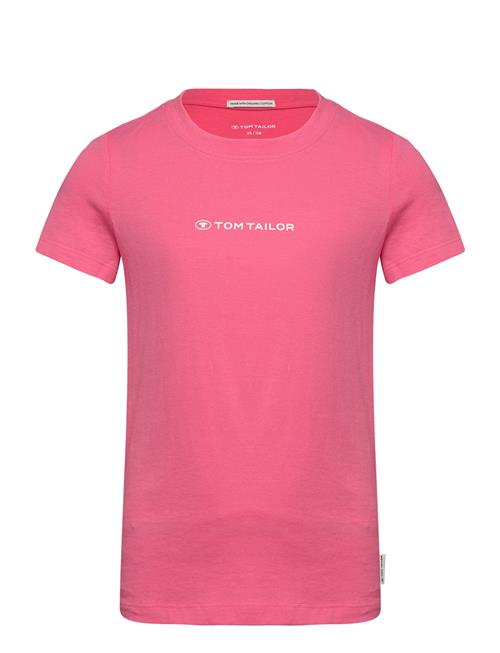 Se Tom Tailor Printed Logo T-Shirt Tom Tailor Pink ved Booztlet