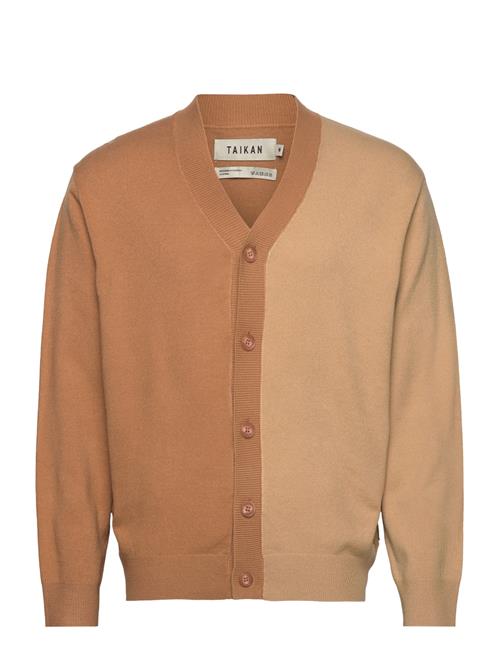 Taikan Colour Blocked Cardigan-Tan/Cream Taikan Beige