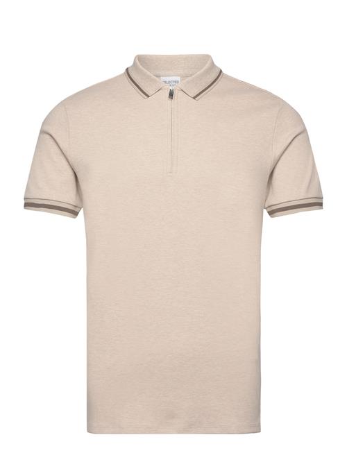 Se Selected Homme Slhslim-Toulouse Detail Ss Polo Noos Selected Homme Beige ved Booztlet