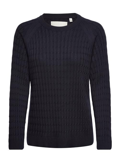 Se GANT Cable Knit C-Neck GANT Navy ved Booztlet