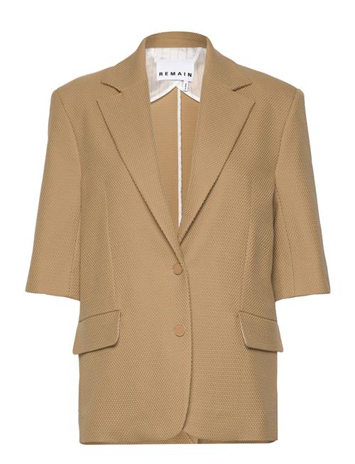 Se REMAIN Birger Christensen Weave Short Sleeve Blazer REMAIN Birger Christensen Beige ved Booztlet