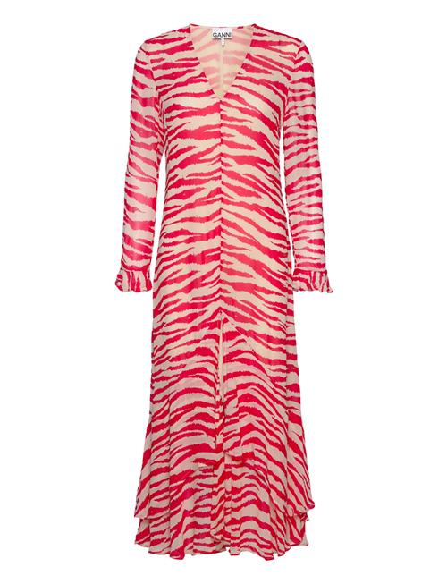 Ganni Printed Light Georgette Maxi Dress Ganni Pink