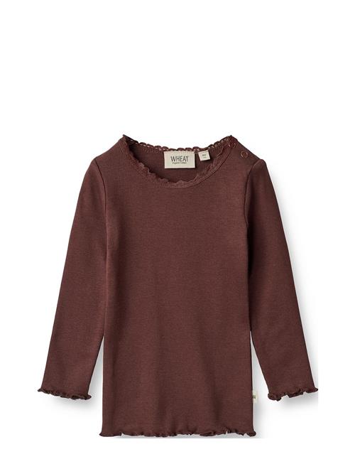 Se Wheat Rib T-Shirt Reese Wheat Burgundy ved Booztlet