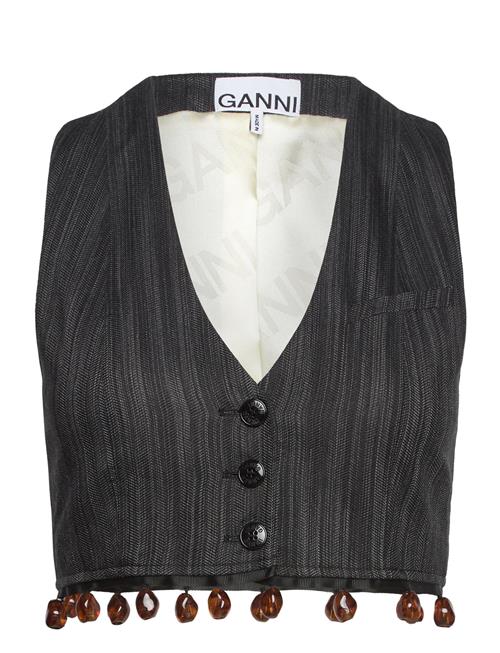 Se Drapey Stripe Suiting Waistcoat Ganni Black ved Booztlet