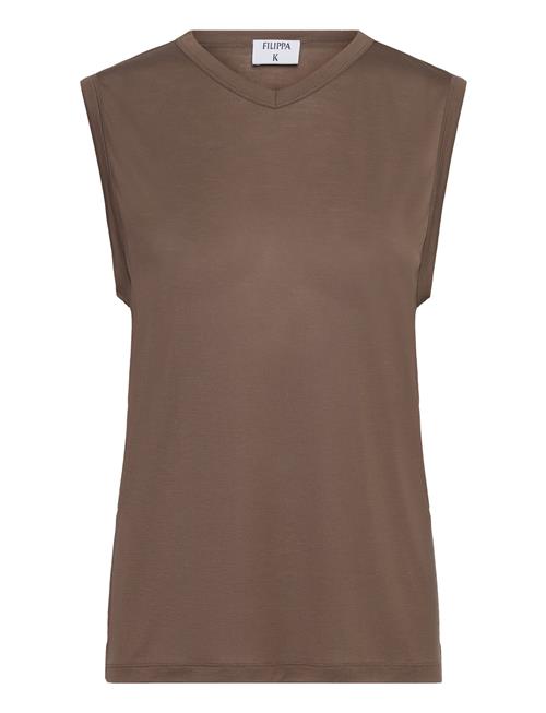 Se Filippa K V-Neck Tank Top Filippa K Brown ved Booztlet