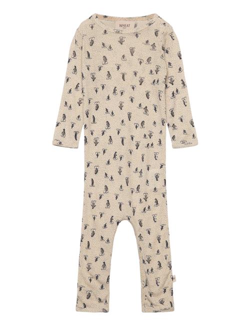 Wheat Plain Wool Jumpsuit Wheat Beige