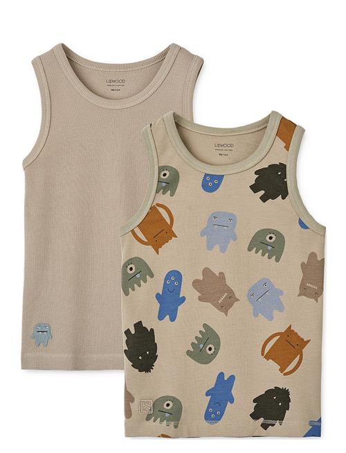 Se Liewood Faris Printed Tank Top 2-Pack Mix Liewood Beige ved Booztlet